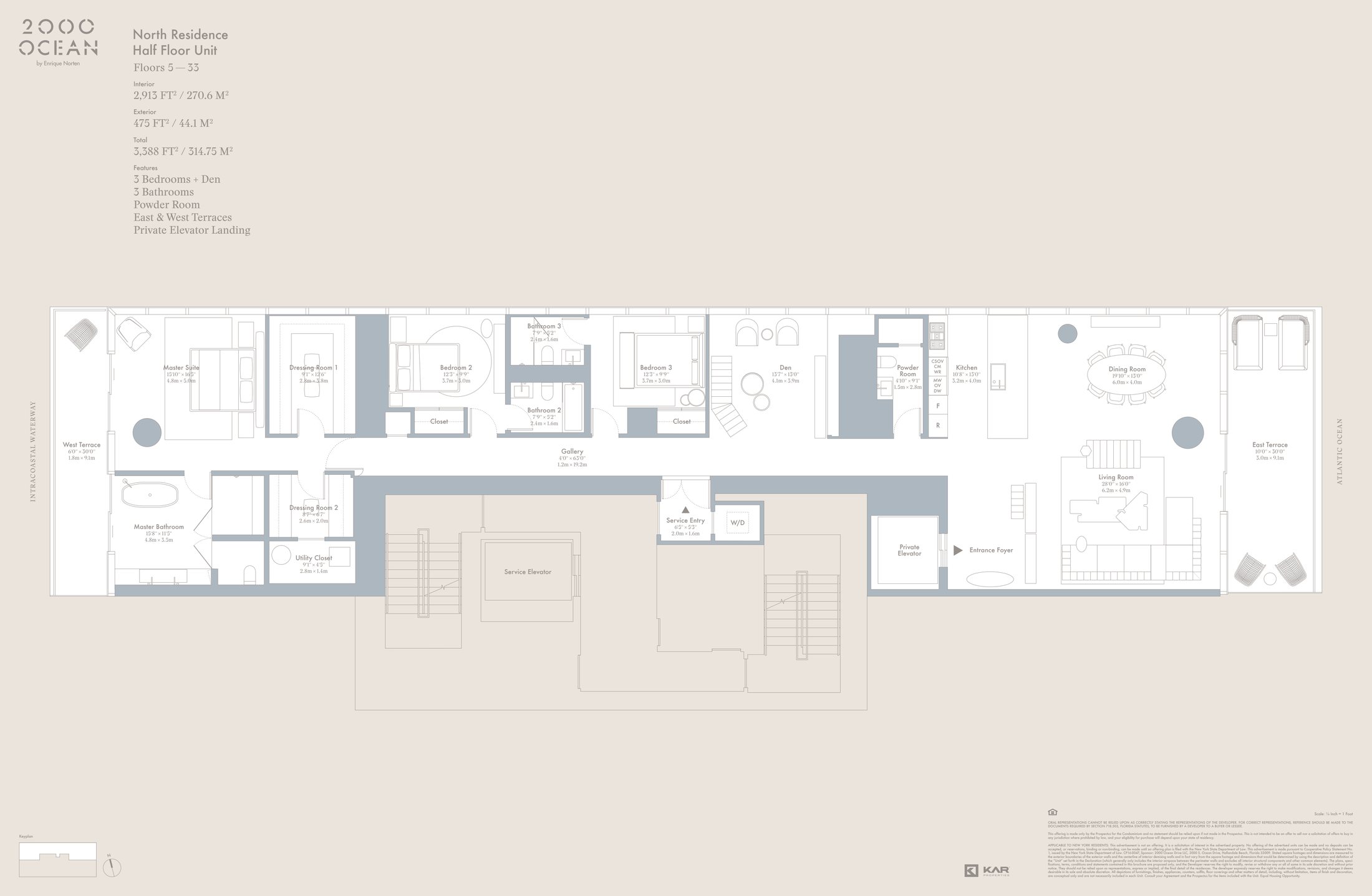 Ocean North Half Floor Unit Floor Plan