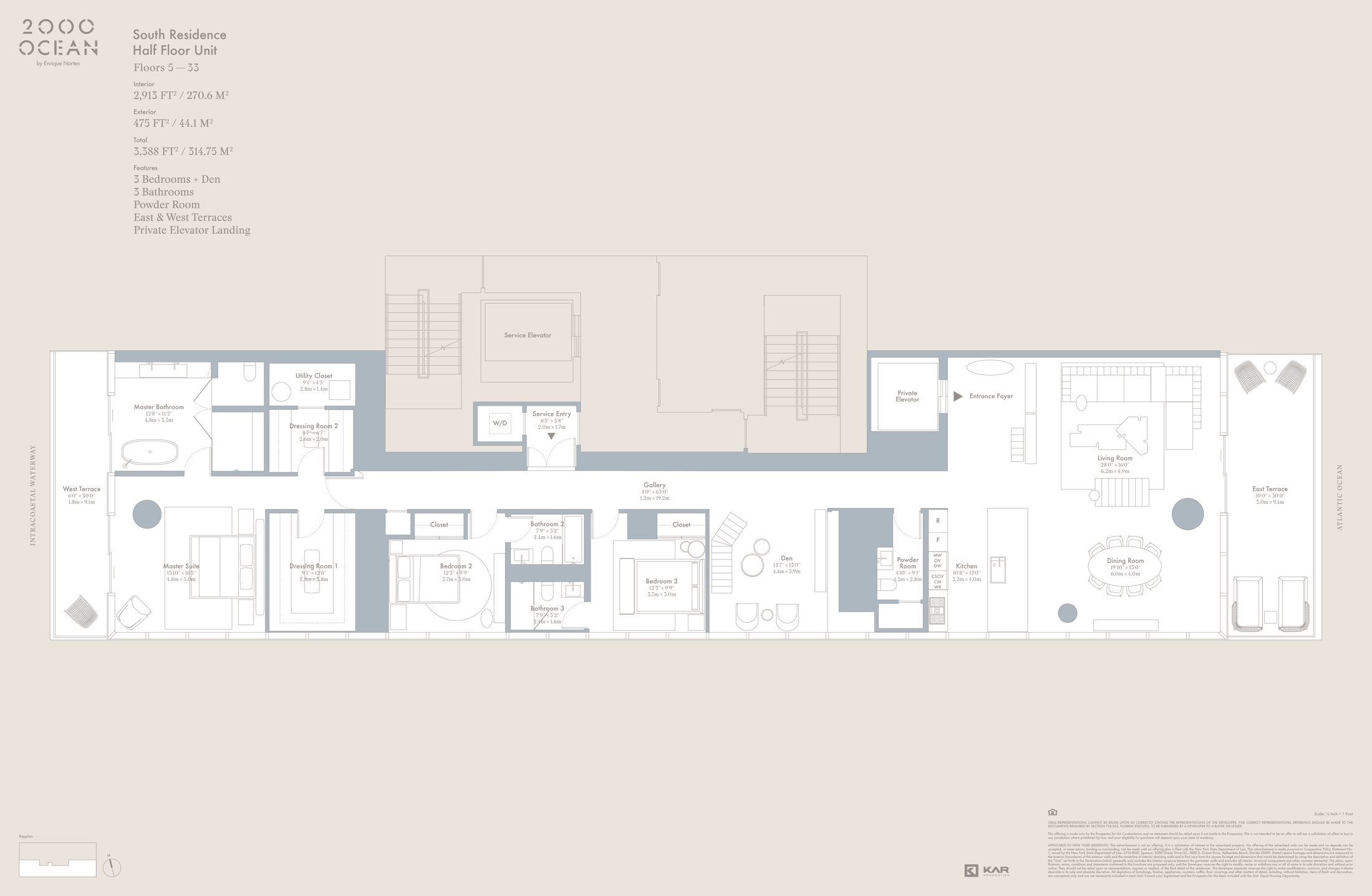 Ocean South Half Floor Unit Plan