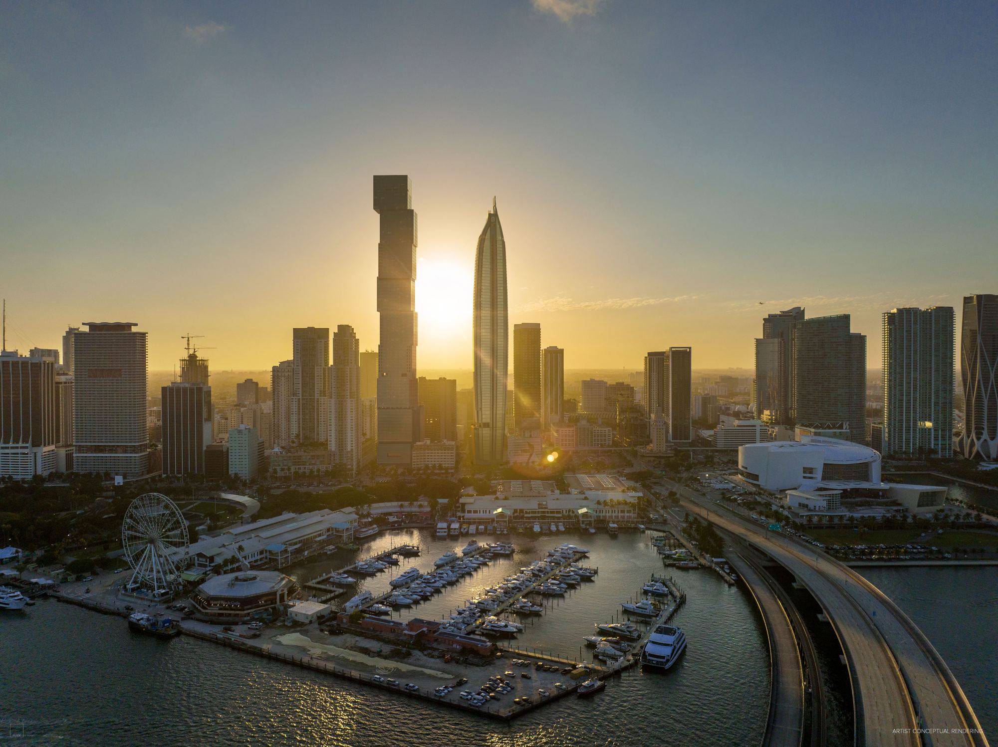 Delano Residences & Hotel Miami Downtown Miami Skyline Aerial