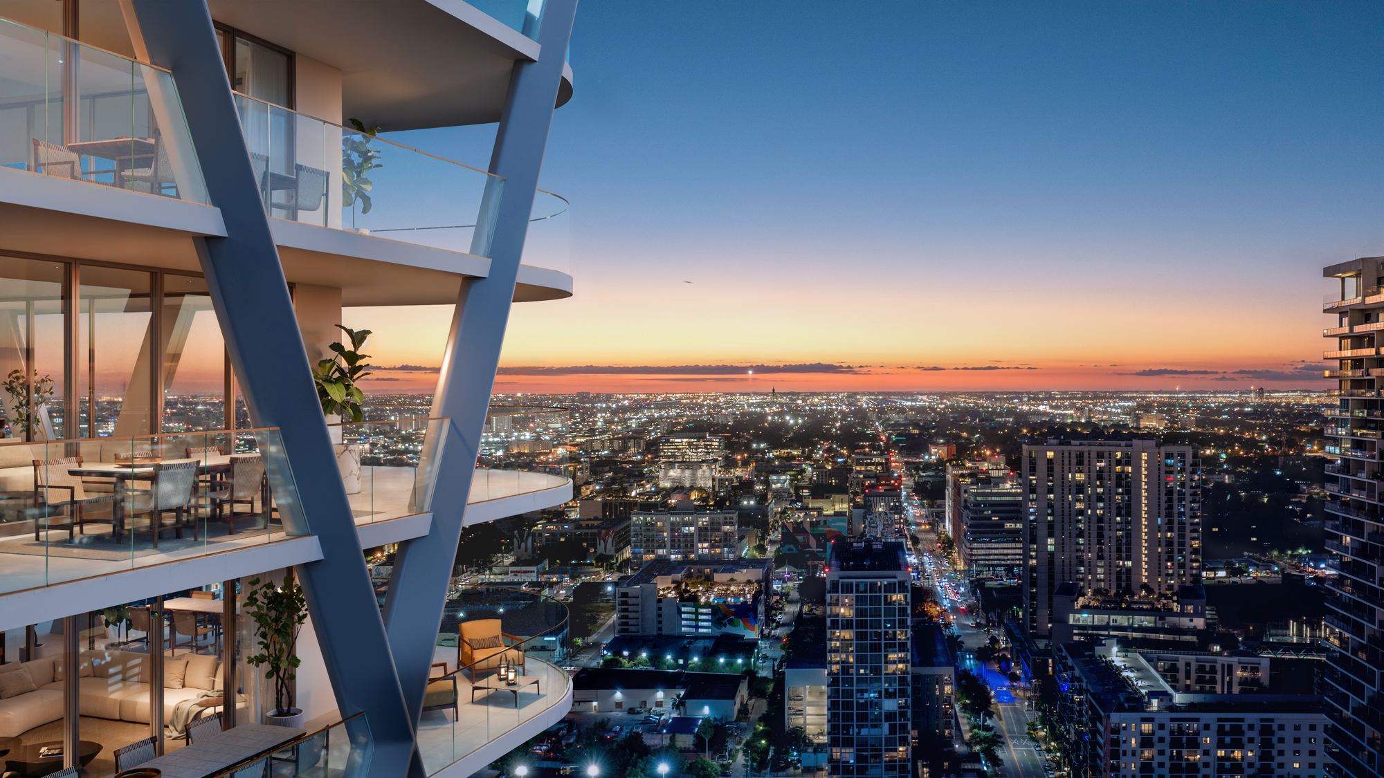 HQ RESIDENCES Corner West Twilight View