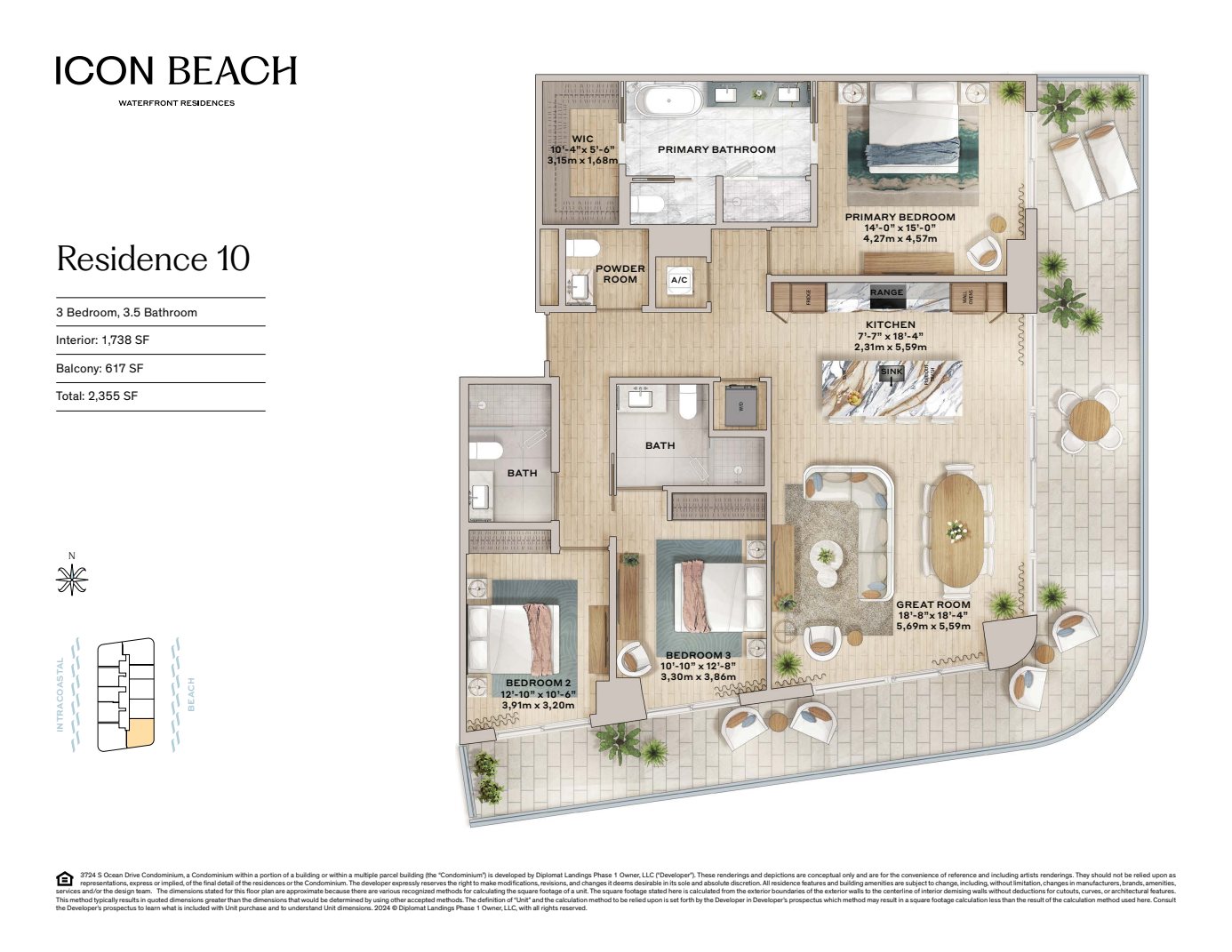 10 Residences Icon Beach Floorplan Digital Color