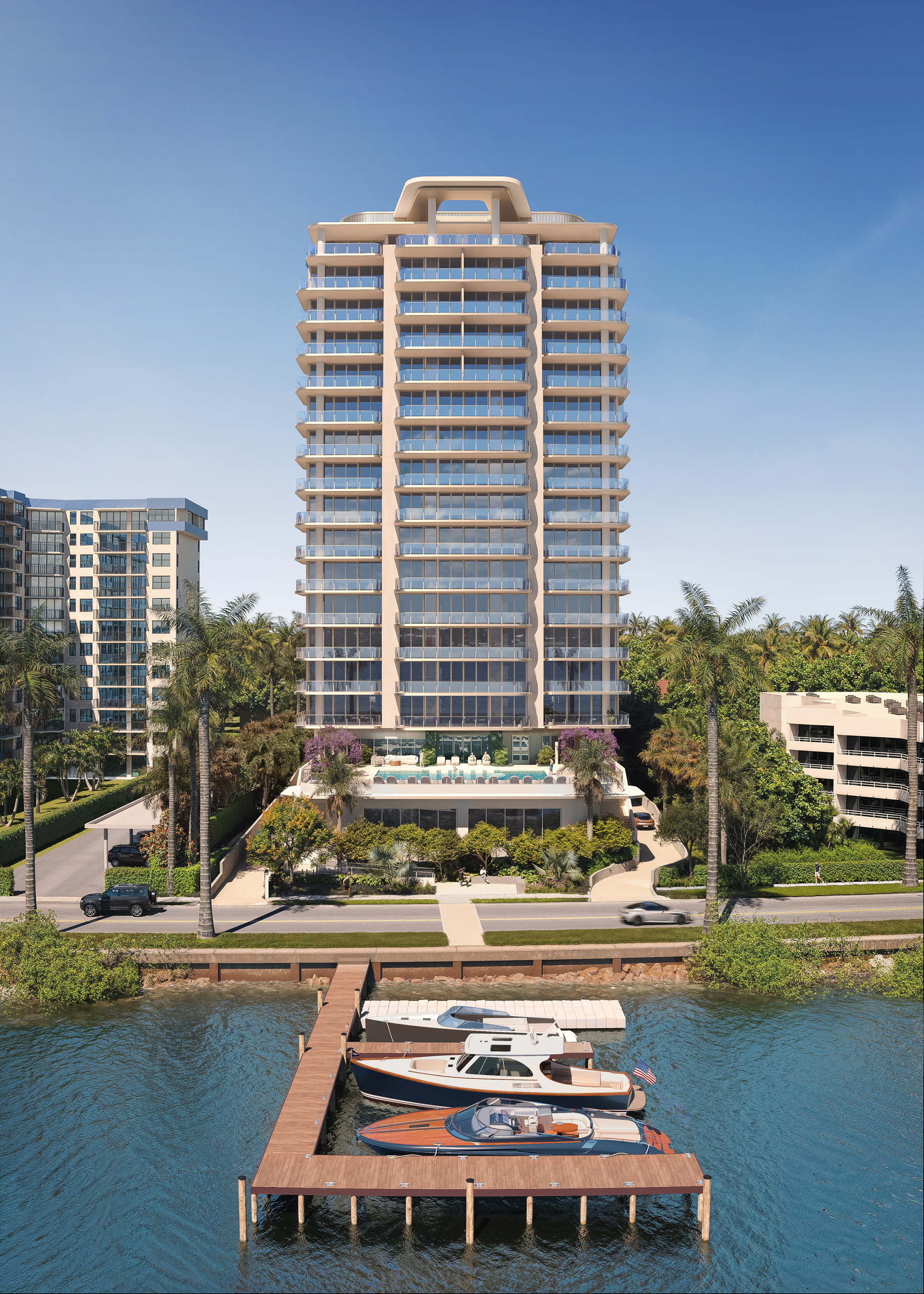 Maison d'Or Waterfront Elevation and Private Boat Dock