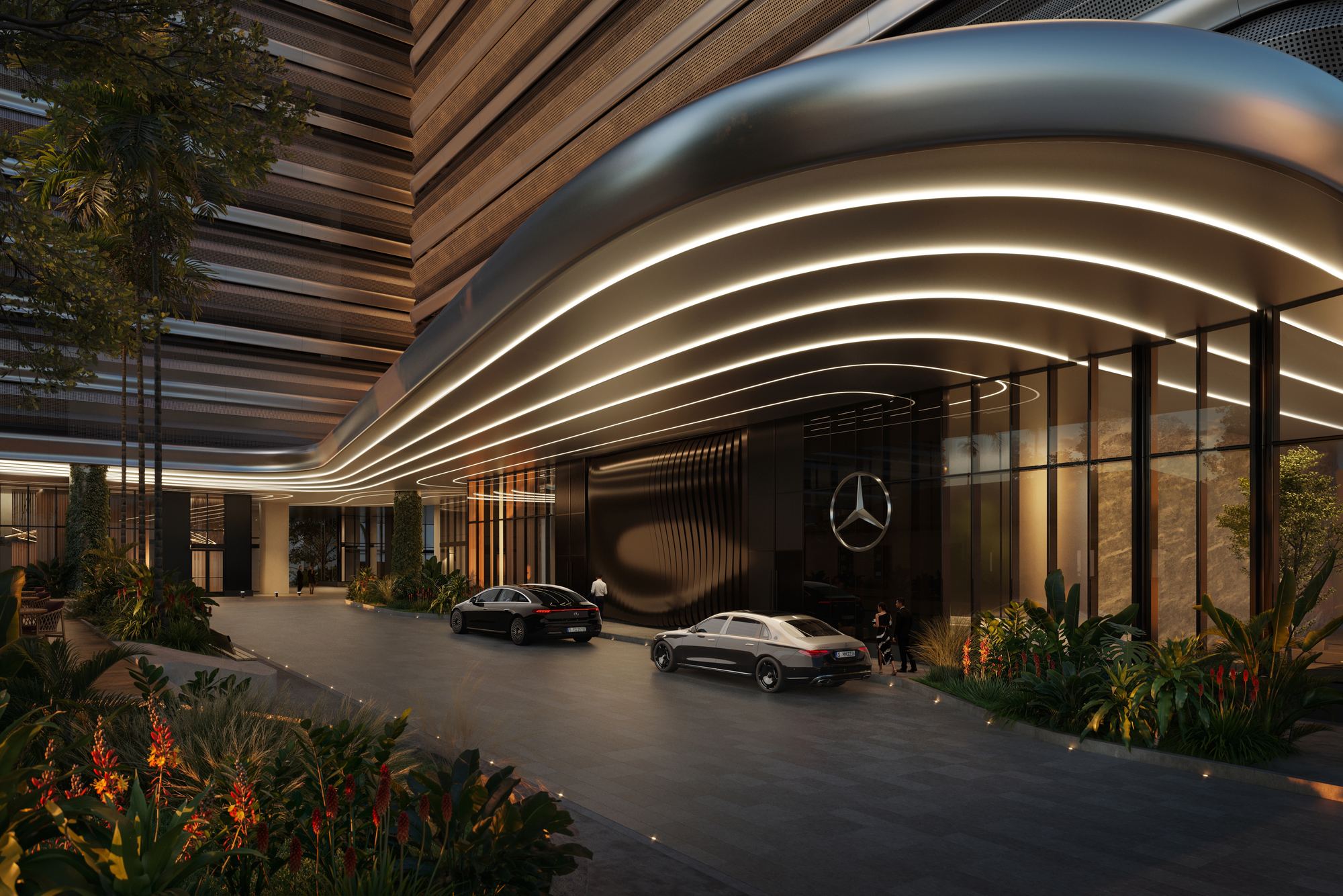 Mercedes Benz Places - Miami Porte Cochere, Mercedes Benz Places Miami, Jds