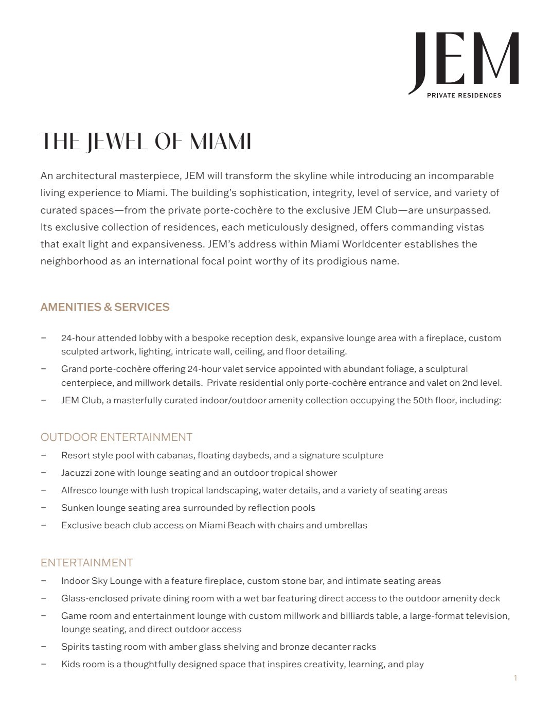 Jem Private Residences Fact Sheet